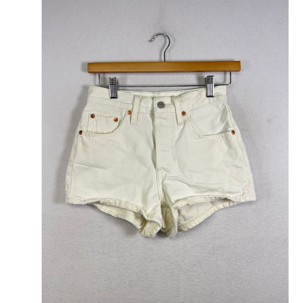 Levis Premium 501 Original Shorts Womens 24 Off White‎ High Rise Cut Off Denim